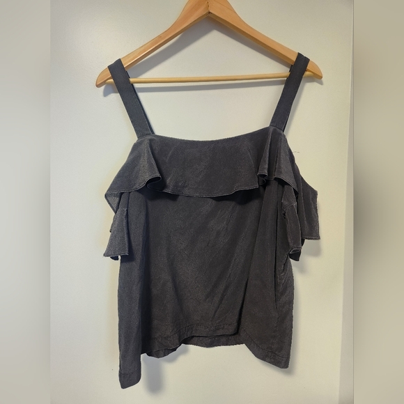 J Crew silk cold shoulder top in black - Picture 4 of 8